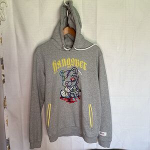 Fifth Loop Gray Graphic Hangover Bear Hoodie Sweatshirt Men Size L
